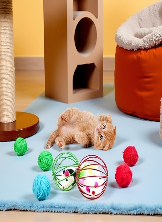 Sluswallow 1Pc Random Color Caged Rats Rolling Wire Cage Plush Mouse Ball Funny Cat Toy Catches The - Hide Balls Interactive Toy, Mice and Animal Toys - Image 4